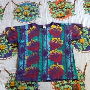 Vintage EZL Hibiscus AOP T Shirt Mens XL Made in USA 1999